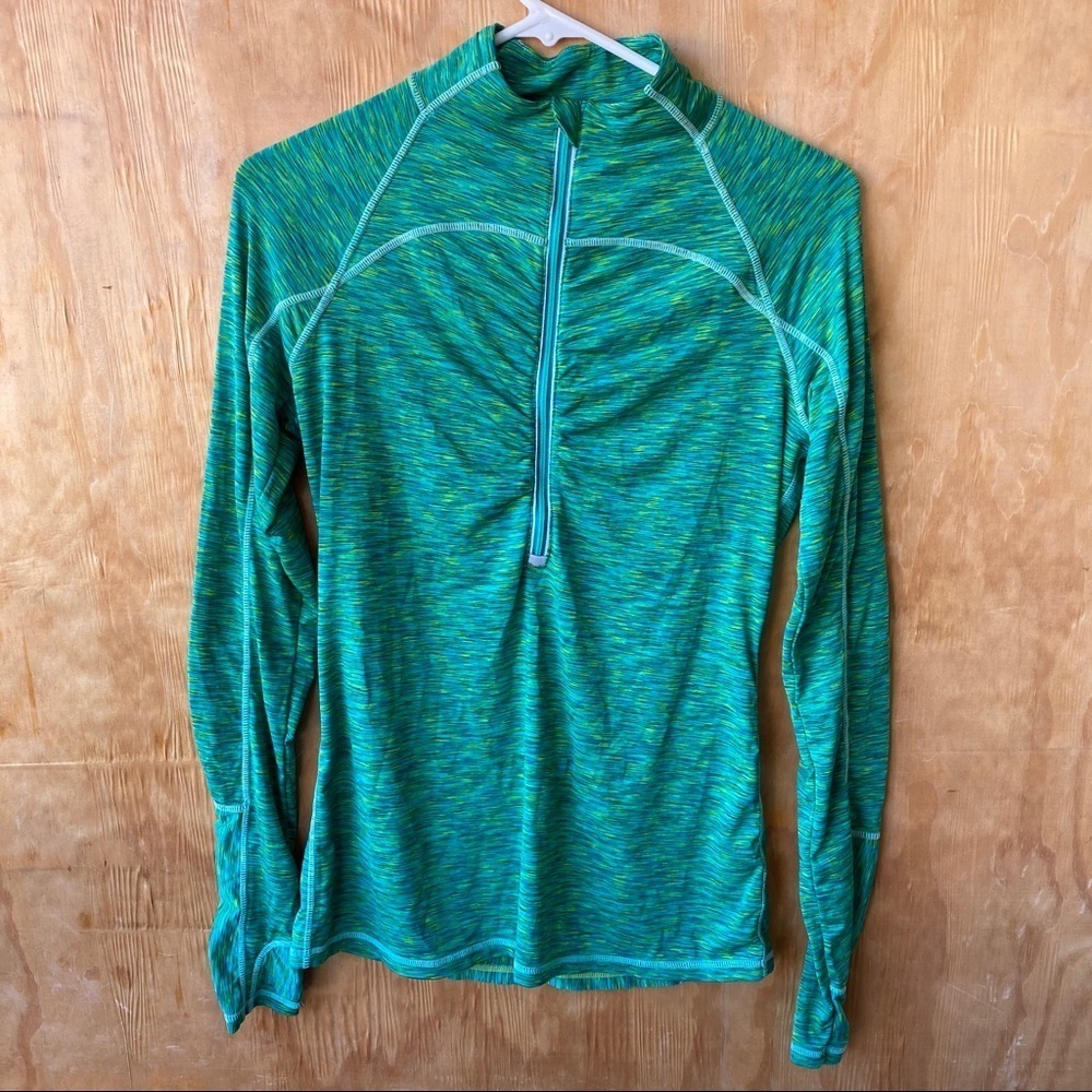 Athleta Pop Space Dye Reflective Long Sleeve Half Zip Pullover Top
